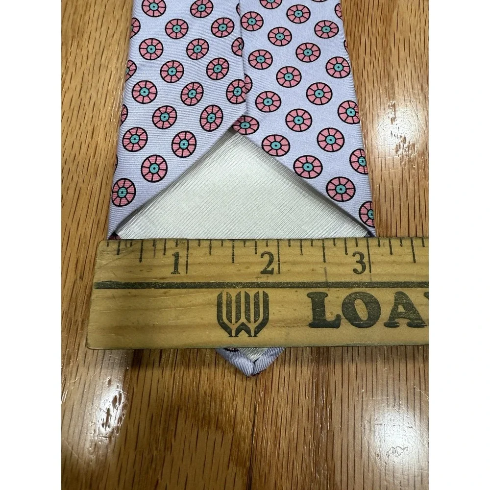 Vintage Mallory & Church Pure Silk Tie Lavender Red Gometric Medallion‎ Pattern
